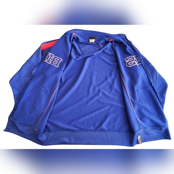 Vintage Buffalo Bills Warmup Jacket Blue And Red NFL Team Apparel Men's Size Lg - Picture 4 of 11